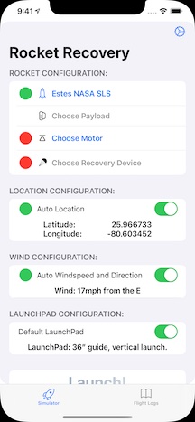 Setup with rocket chosen